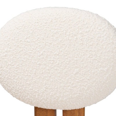 Kacela Cream Boucle Upholstered Side Chair with Walnut Wood Frame