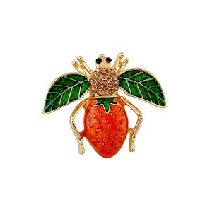 Anna-Kaci Elegant Crystal Rhinestone Fruit and Bee Brooch - Fashionable Gold Plated Fruit Insect Lapel Pins for Dresses and Accessories - 1 of 4