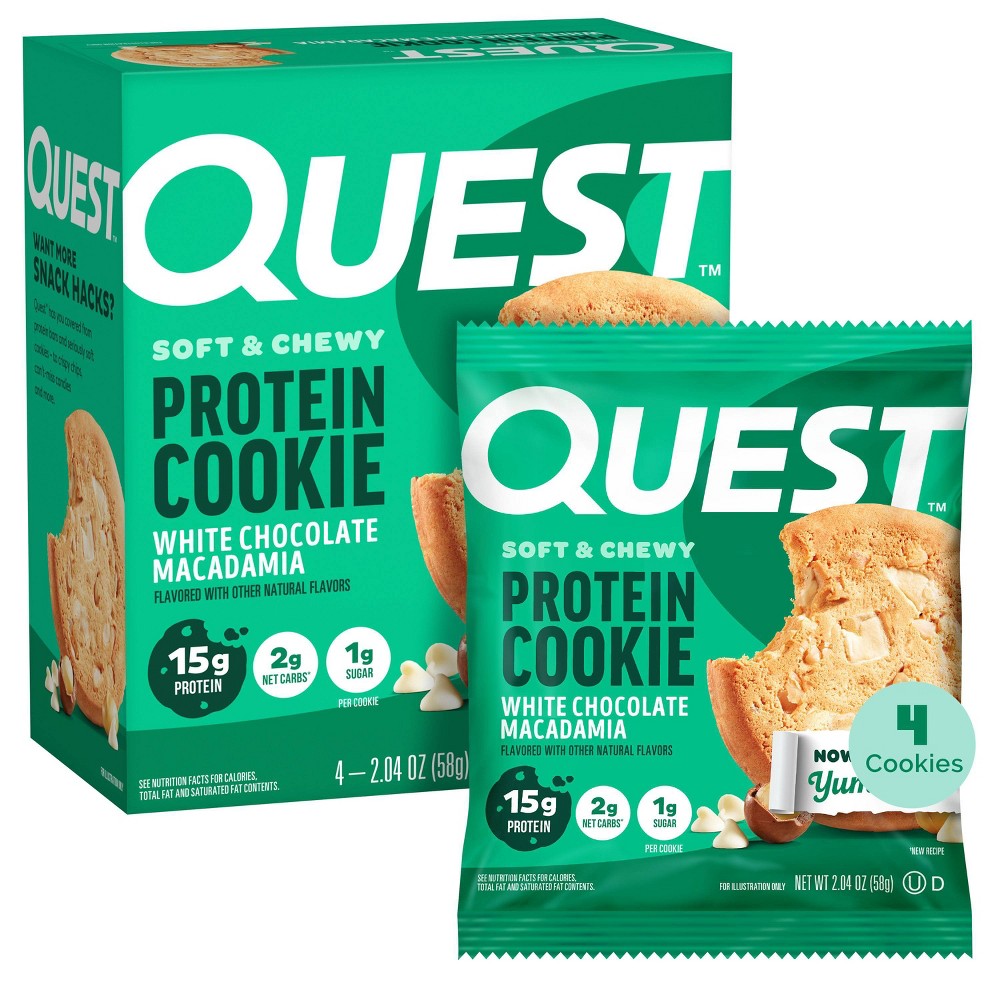 Quest Nutrition White Macadamia Nut Cookies - Chocolate - 8.16oz/4ct