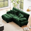 Oversized 2 Seater Loveseat Sofa with 1 Ottomans,Chenille Comfy Cloud Couch with 2 Lumbar Pillows 2 Throw Pillows for Living Room-Tanpinhause - 2 of 4