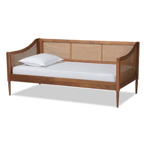 Twin Ogden Wood And Synthetic Rattan Daybed Walnut Brown Baxton