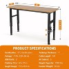 60" Adjustable Work Bench with Power Outlet, 2500 LBS Work Benches with Foot Pads 60" x 20", Workbench for Garage, Workshop - 4 of 4