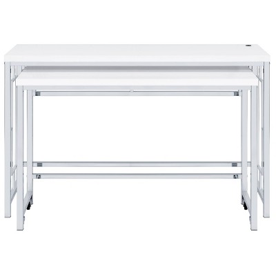 Modern Chrome and White 4-Piece Counter Height Dining Set