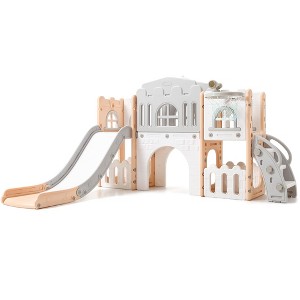 Toddler Playset, 8 in 1 Toddler Slide, Baby Playset for Indoor/Outdoor Playground with Climber, Crawling Tunnel, Basketball Hoop, Toy Storage - 1 of 4