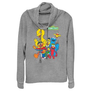 Junior's Sesame Street Main Group Shot Cowl Neck Sweatshirt - 1 of 4