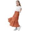 Maxi Skorts Skirt for Girls Button Front High Waisted Long Skirt with Belt Ruffled Skirts with Pocket - 3 of 4