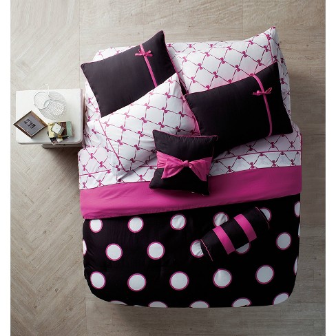 Full Sophie Comforter Set Black/pink - Vcny Home : Target