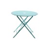 Carolina Living Bistro 30" Round Folding Outdoor Table - Umbrella Hole - Teal - 2 of 4