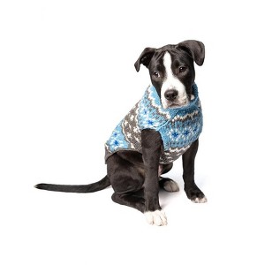 Chilly Dog Light Blue Fairisle Dog Sweater - 1 of 4