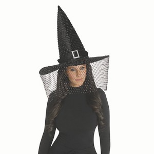 Fun World Womens Witch Hat with Bling Buckle - Size One Size Fits Most - Black - 1 of 1