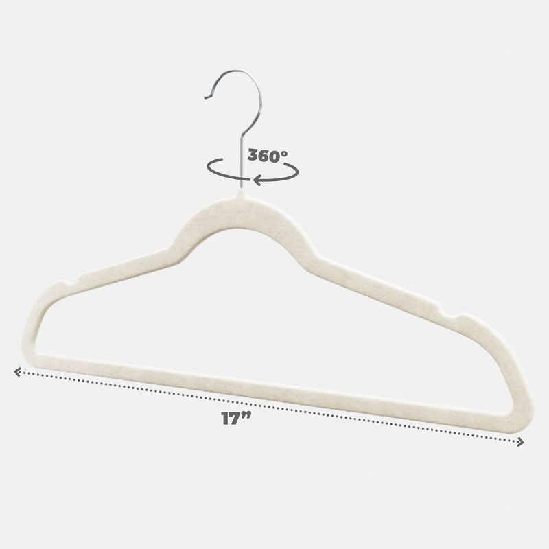 30 Pack Velvet Cloth Hangers Non-Slip Ultra-Thin Hangers in Ivory - HomeItUsa, 4 of 8