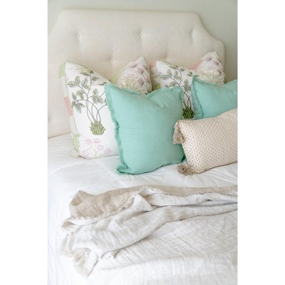 Mint Green Soft Linen Euro Pillow with Fringe