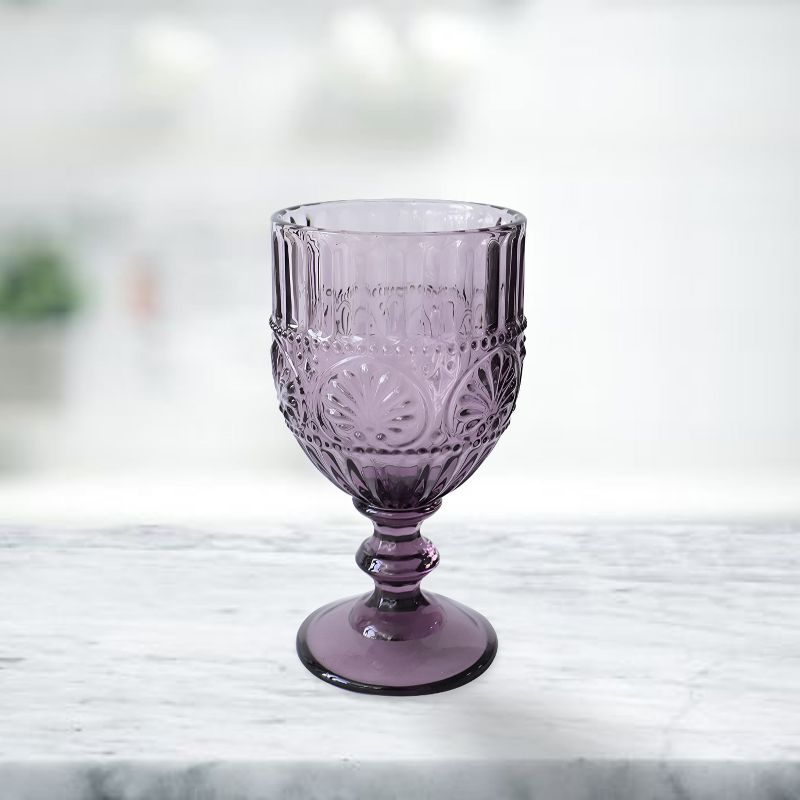 American Atelier Vintage Purple Wine Glasses Set of 4, 12-Ounce Capacity Wine Goblets Vintage Style Glassware, Dishwasher Safe, 4 of 7