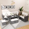 Whizmax Outdoor Patio Furniture Sets,PE Wicker Rattan Sectional Furniture Couch Set with Wood Coffee Table for Backyard, Deck, Poolside Off White - 2 of 4