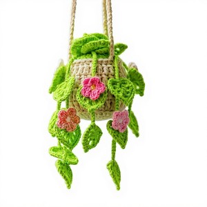 Anna-Kaci Handmade Crochet Hanging Flower Basket Decoration with Blooming Details - 1 of 4
