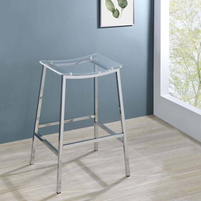 Jovani 29" Clear Acrylic and Chrome Backless Bar Stools Set