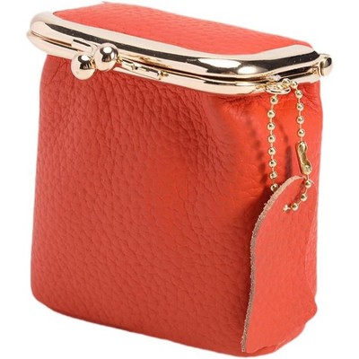 Paaaawaters Women's Genuine Leather Small Jewelry Coin Purse Vintage Kiss Lock Change Pouch Casual Style Mini Wallets pouches Bag