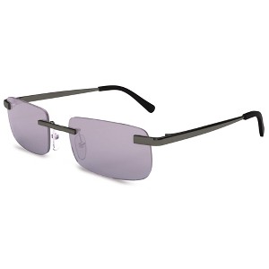 grinderPUNCH Small Slim 90's Popular Nineties Rectangular Sunglasses Clear Rimless Eyewear (Gold Frame - Brown) - 1 of 3
