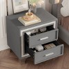 Mid Century Vintage Nightstand with 2 Drawers, Velvet Upholstered Bedside Table, Silver Legs, Easy Assembly, Stylish Storage-The Pop Home - 2 of 4