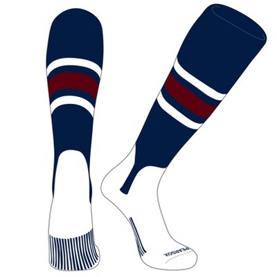 PEAR SOX OTC Baseball Softball Stirrup Socks (B, 5in) Navy, White, Cardinal (L)