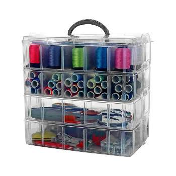 Bins & Things Stackable Storage Container with 30 Adjustable Compartments,  Clear, X-Large