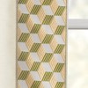 Luxury Mid Century Geo Faux Silk Jacquard Border Window Curtain Panel Ivory/Green Single 52x84 - 4 of 4