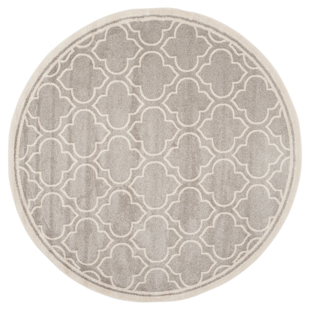 9' Round Coco Loomed Rug Light Gray/Ivory - Safavieh