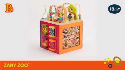 B. toys Wooden Activity Cube - Zany Zoo: Educational Play with
