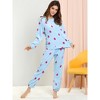 Allegra K Women's Winter Flannel Long Sleeve Nightwear Top and Pants Pajama Sets - 2 of 4