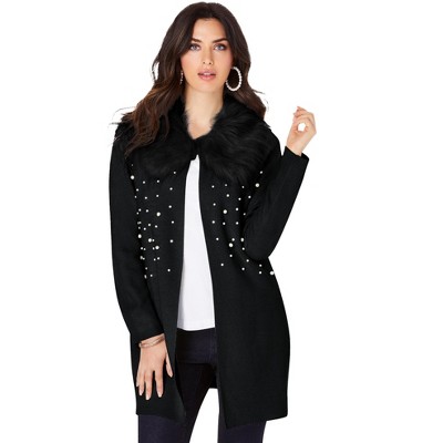Roaman's Women's Plus Size Faux-Fur Cardigan
