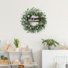 Summer Wreaths for Front Door, 20 inch Green Eucalyptus Wreaths with White Berries and Welcome Sign - 4 of 4
