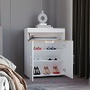Vynxaria Modern Shoe Rack with Double Doors - Freestanding Footwear Storage Cabinet, White/Natural Oak Finish, Compact Design - 2 of 4