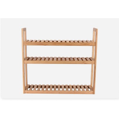 Bamodi Brown Bamboo 3-Tier Multi-Shelves Bathroom Rack