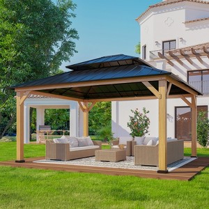 EAGLE PEAK Double Metal Roof with Cedar Wood Frame Hardtop Gazebo - 1 of 4