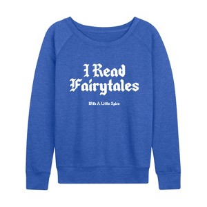 Women's - Instant Message - Read Spice Fairytales Lightweight French Terry Wide Neck Long Sleeve Graphic Shirt - 1 of 4