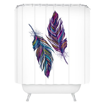 Stephanie Corfee Festival Feathers, Turquoise Feather Shower Curtains