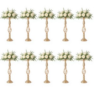 10 Pcs Metal Flower Arrangement Stand, 20 Inch Tall Pillar Candles Holder Set, Wedding Flower Centerpieces Stand, Flower Vase for Table Decor - 1 of 4