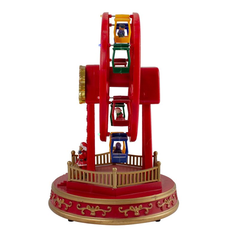 Northlight 11.25" Red and Gold LED Lighted and Musical Rotating Christmas Ferris Wheel, 5 of 8