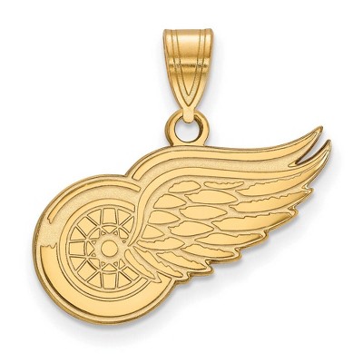 Black Bow Jewelry 14k Yellow Gold Detroit Red Wings NHL Medium Pendant