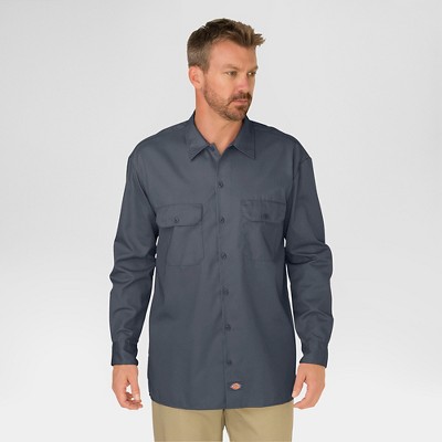 dickies long sleeve denim work shirt