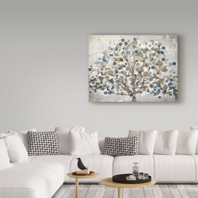 Bubble Tree Canvas Art with Blue and Beige Accents