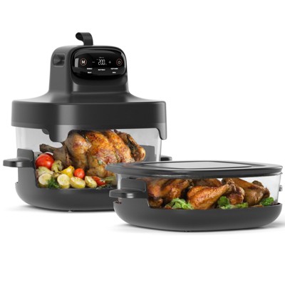 Kismile 5 in 1 Glass Air Fryer,4.7QT & 2.6QT, Dual Glass Containers with Lids, Keep Warm – Freezer & Dishwasher Safe, ‌360 transparent visibility
