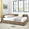 TiramisuBest Queen Size Upholstered Tufted Bed Frame with Storage, Velvet Sofa Bed with Backrest & Armrests, Brown - 2 of 4