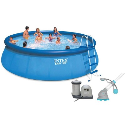 Intex 18ft X 48in Easy Set Above Ground Pool With & Krill Automatic Vacuum :