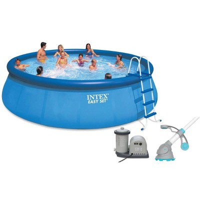 Intex 18ft x 48in Easy Set Above Ground Pool with Pump & Krill Automatic Vacuum