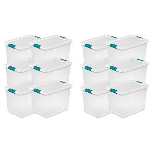 Sterilite Clear Plastic Stackable Storage Container Bin Box Tote with White Latching Lid Organizing Solution for Home & Classroom - 1 of 4