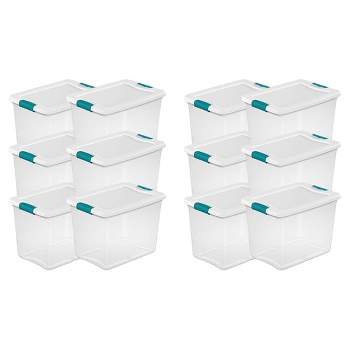 Sterilite Small Divided Box, Stackable Plastic Small Storage Container With Latch  Lid, Organize Pens, Pencils And Small Items, Clear Case, 12-pack : Target