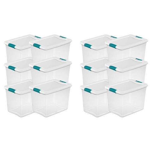 Sterilite 25 Qt Latching Storage Box, Stackable Bin With Latch Lid, Plastic  Container To Organize Closet Shelf, Clear With White Lid, 12-pack : Target