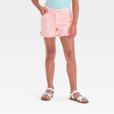 Girls' Mid-Rise Cutoff Jean Shorts - Cat & Jack™ Light Pink M