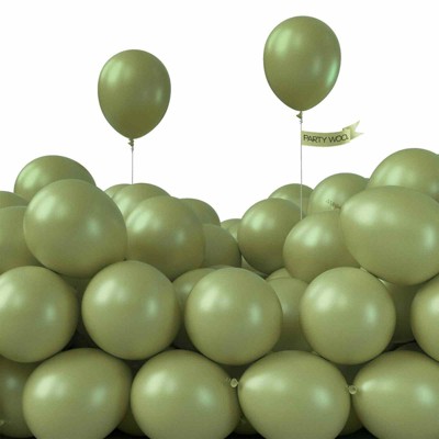 PartyWoo Balloons Sage Green Matte Olive Eucalyptus 5 Inch 50 pcs
